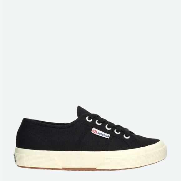 Superga Shoes - Superga Black and cream Canvas Sneakers